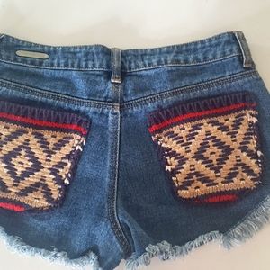 PS Erin Wasson Embroidered Back Pocket Distressed Short Shorts